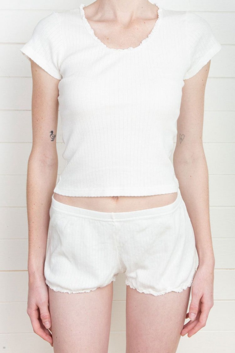 Hauts Brandy Melville McKenna Dentelle Blanche | DZJ-25202965